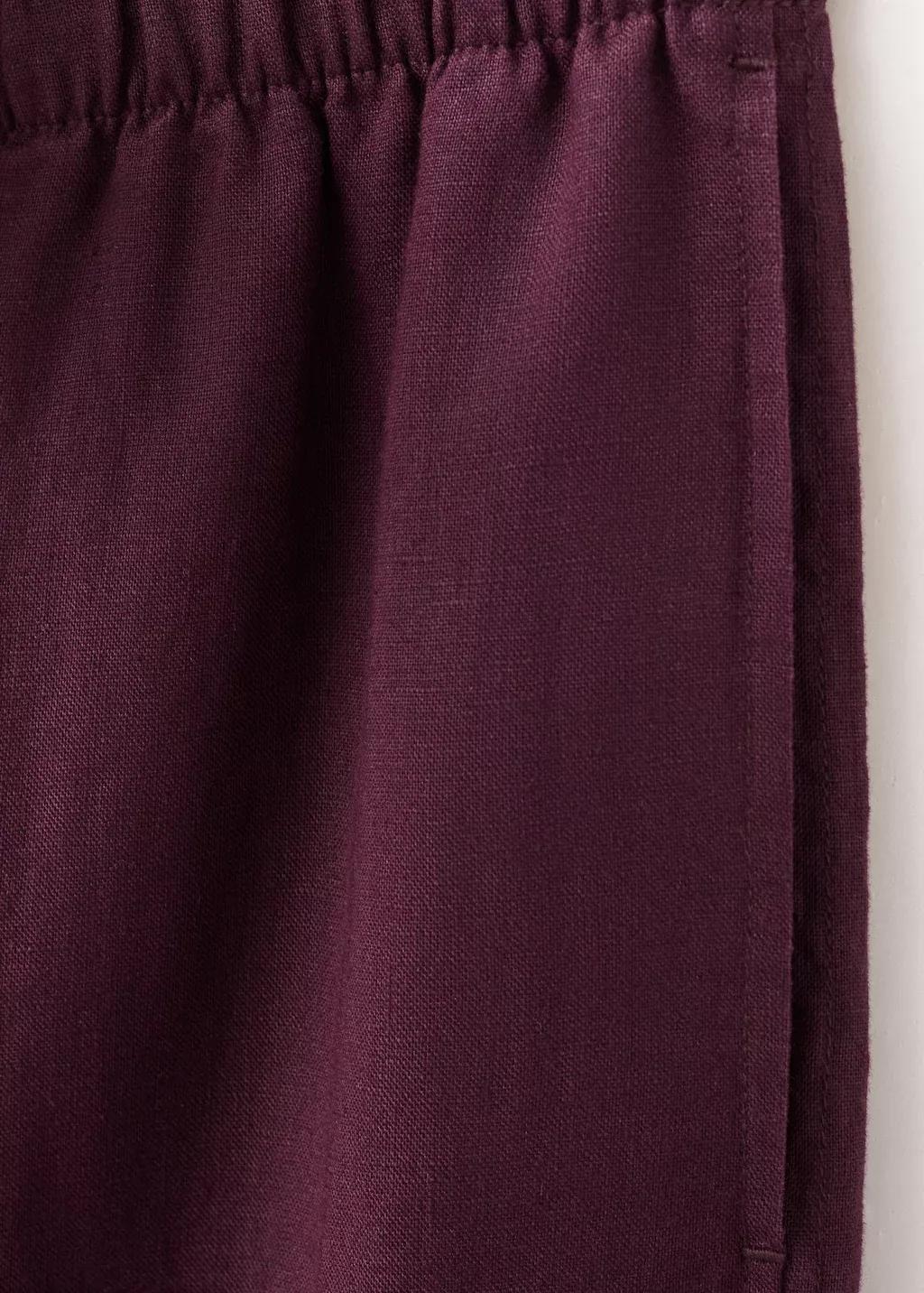 Purple Straight Linen-Blend Trousers, 0201_66, large image number 1