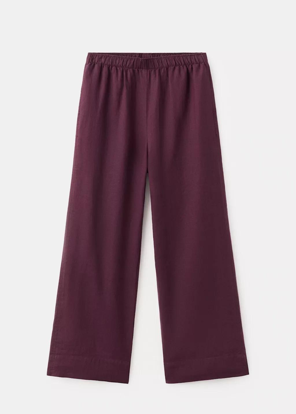 Purple Straight Linen-Blend Trousers, 0201_66, large image number 8