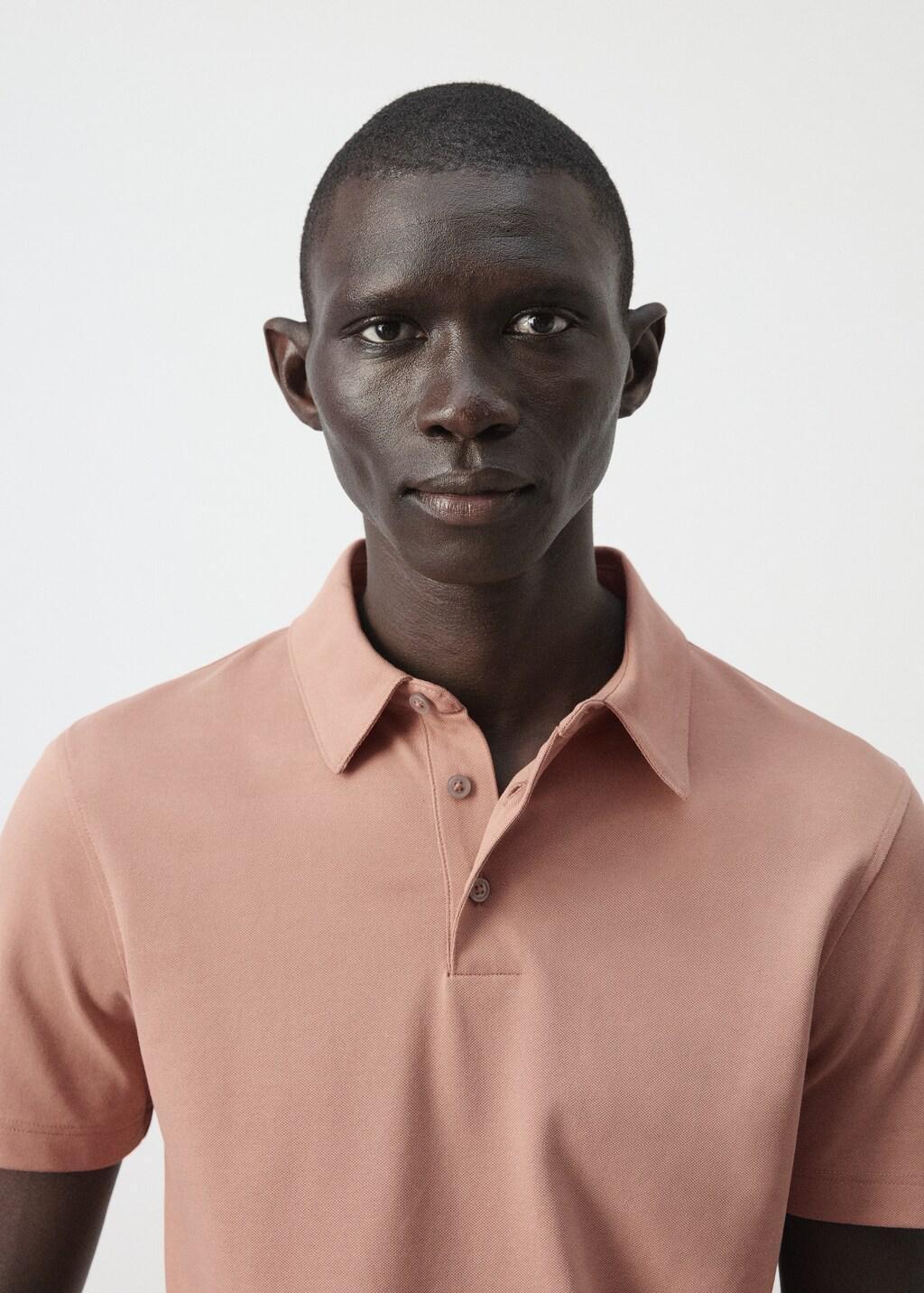 Orange Lt Pastel Slim Fit Pique Polo, Light-Pastel Orange, large image number 4