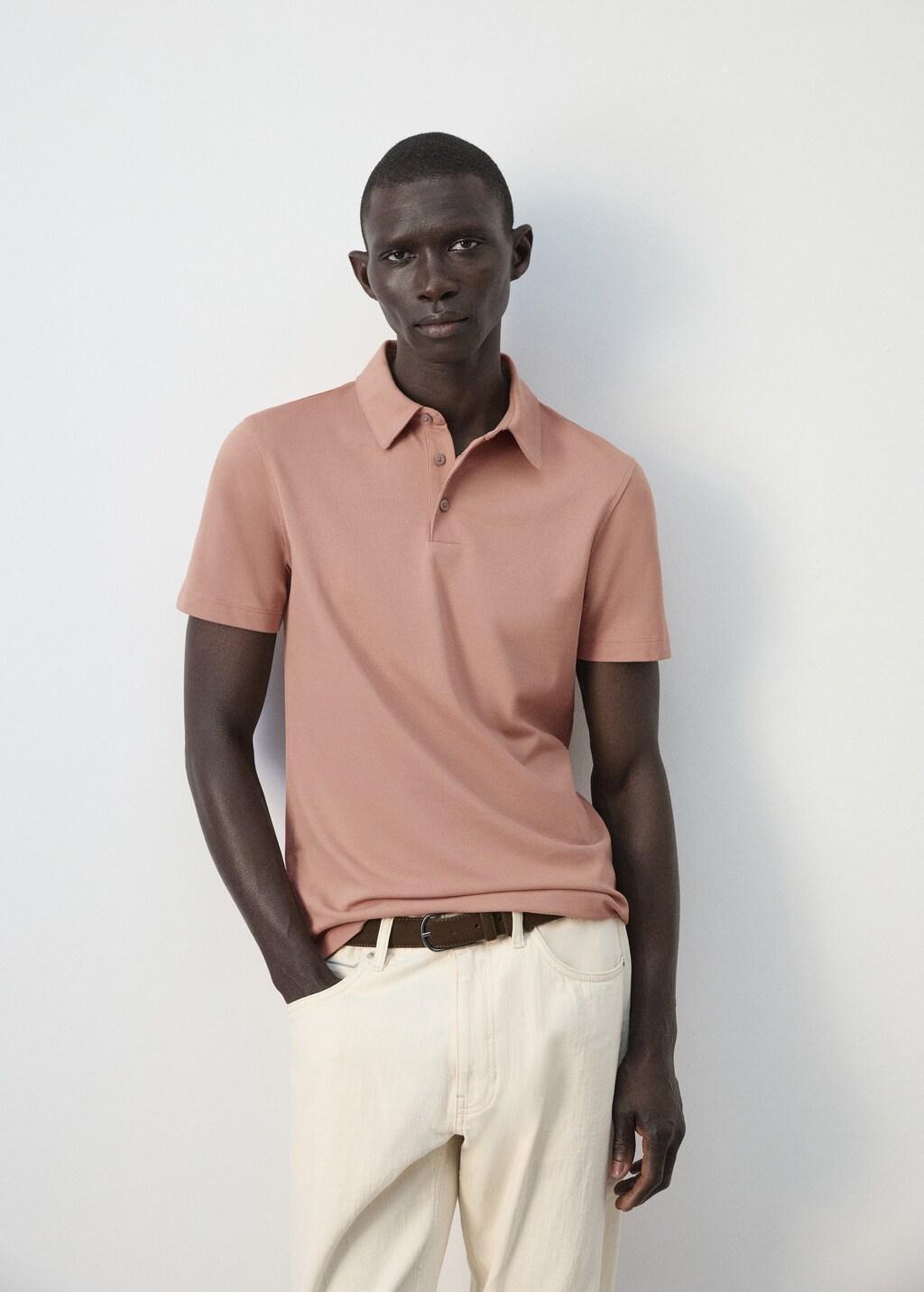 Orange Lt Pastel Slim Fit Pique Polo, Light-Pastel Orange, large image number 6