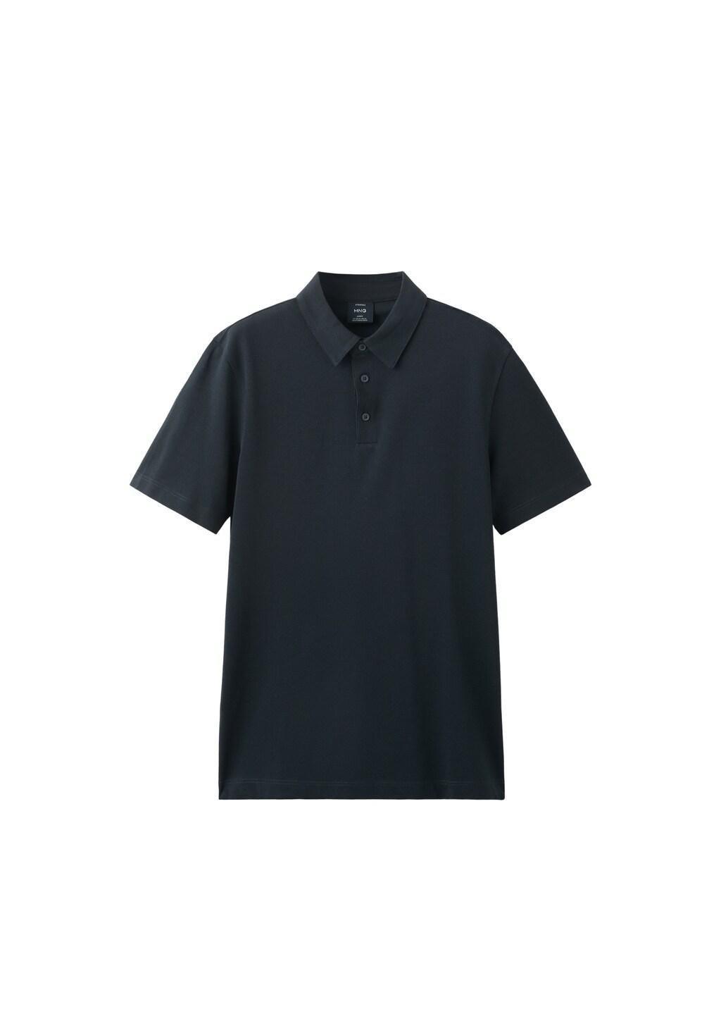Navy Slim Fit Pique Polo, Navy, large image number 6