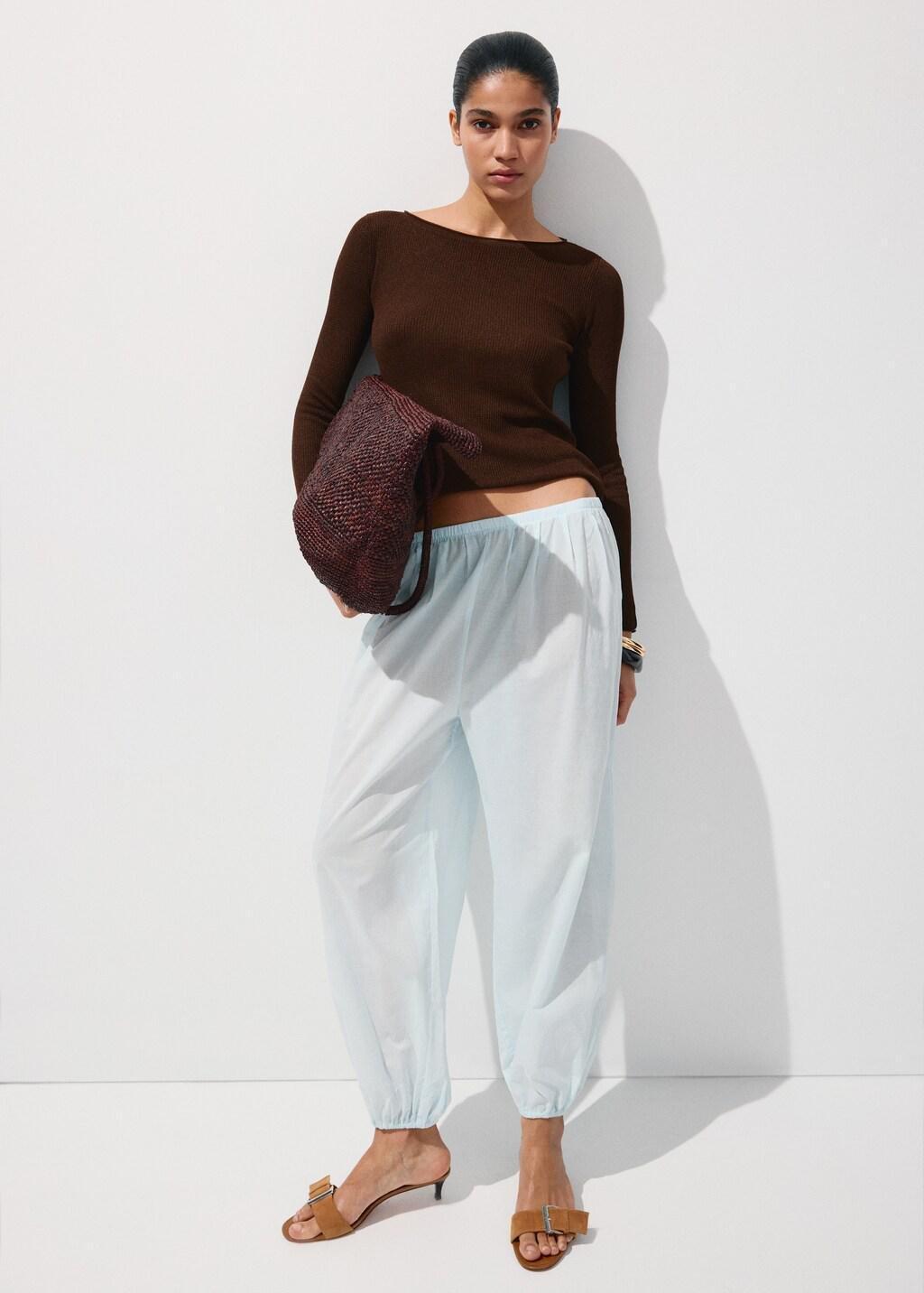 Brown Fine-Knit Sweater, Dark Brown, large image number 0