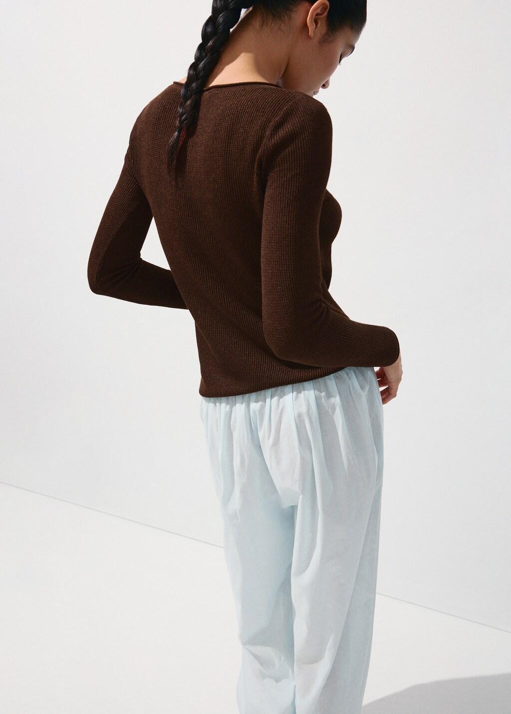 Brown Fine-Knit Sweater, Dark Brown, large image number 2