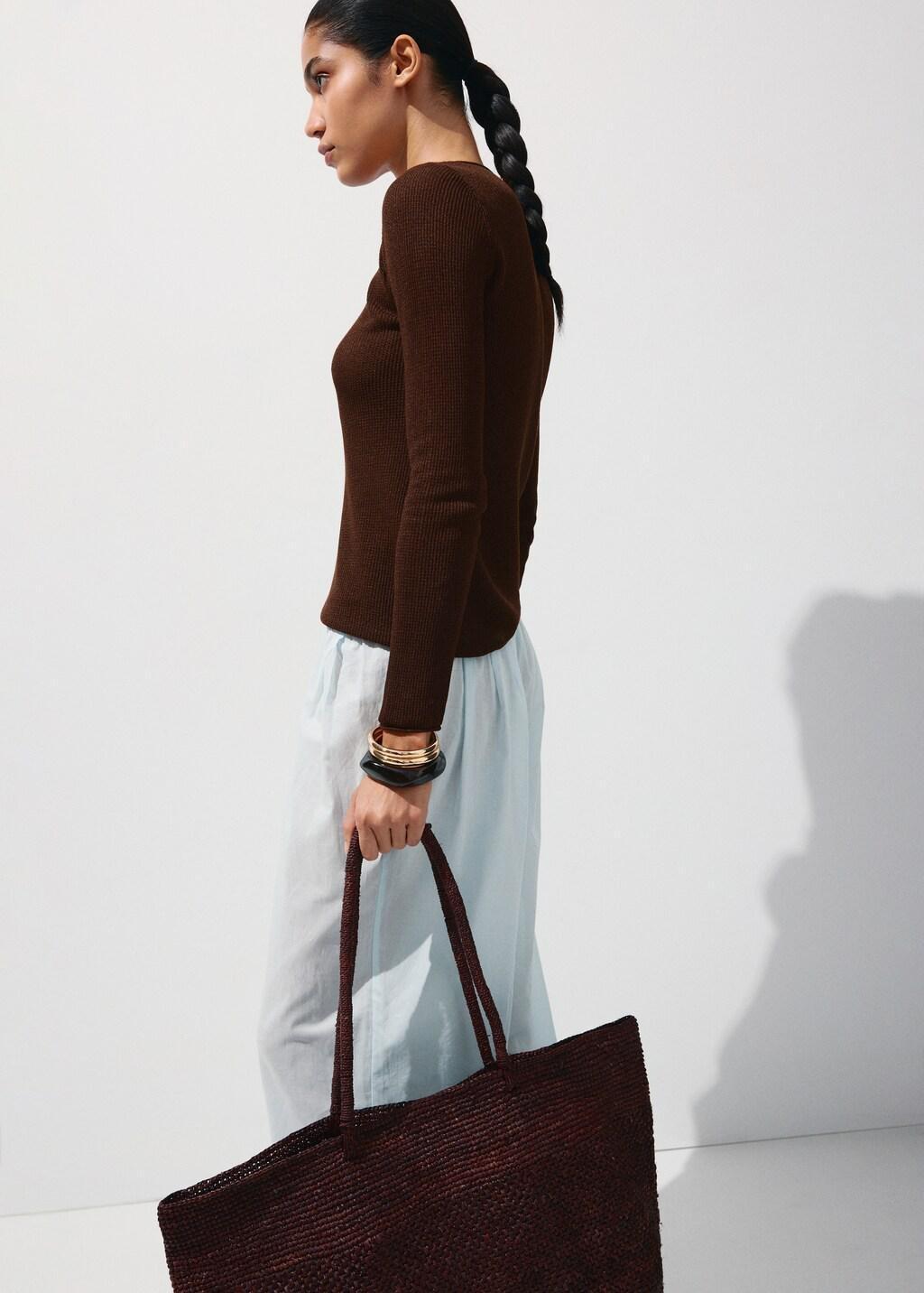 Brown Fine-Knit Sweater, Dark Brown, large image number 3