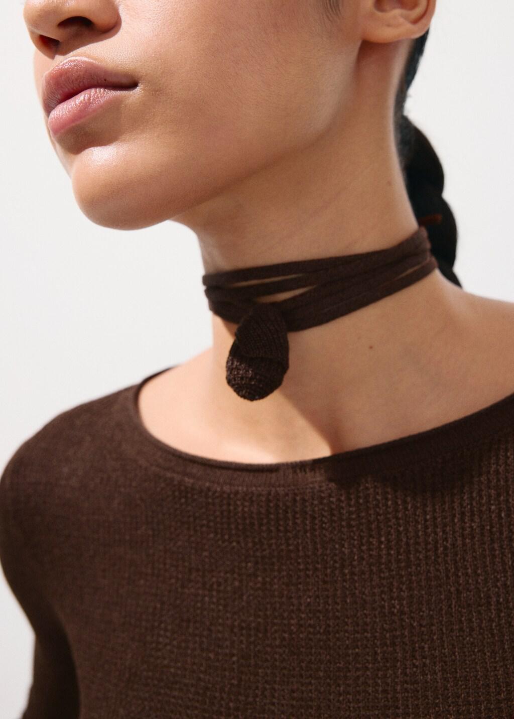 Brown Fine-Knit Sweater, Dark Brown, large image number 4