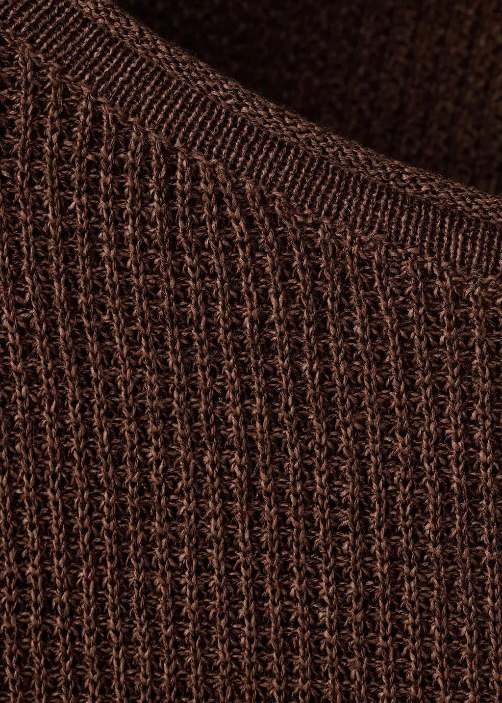 Brown Fine-Knit Sweater, Dark Brown, large image number 5