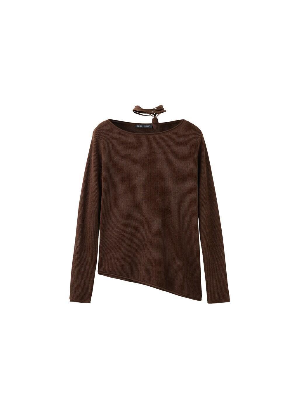 Brown Fine-Knit Sweater, Dark Brown, large image number 7