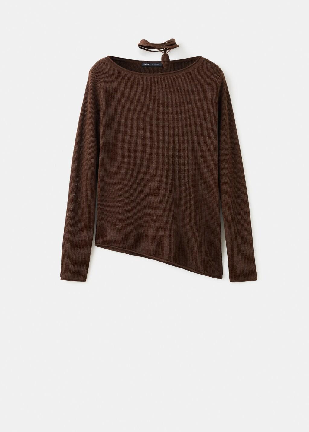 Brown Fine-Knit Sweater, Dark Brown, large image number 8