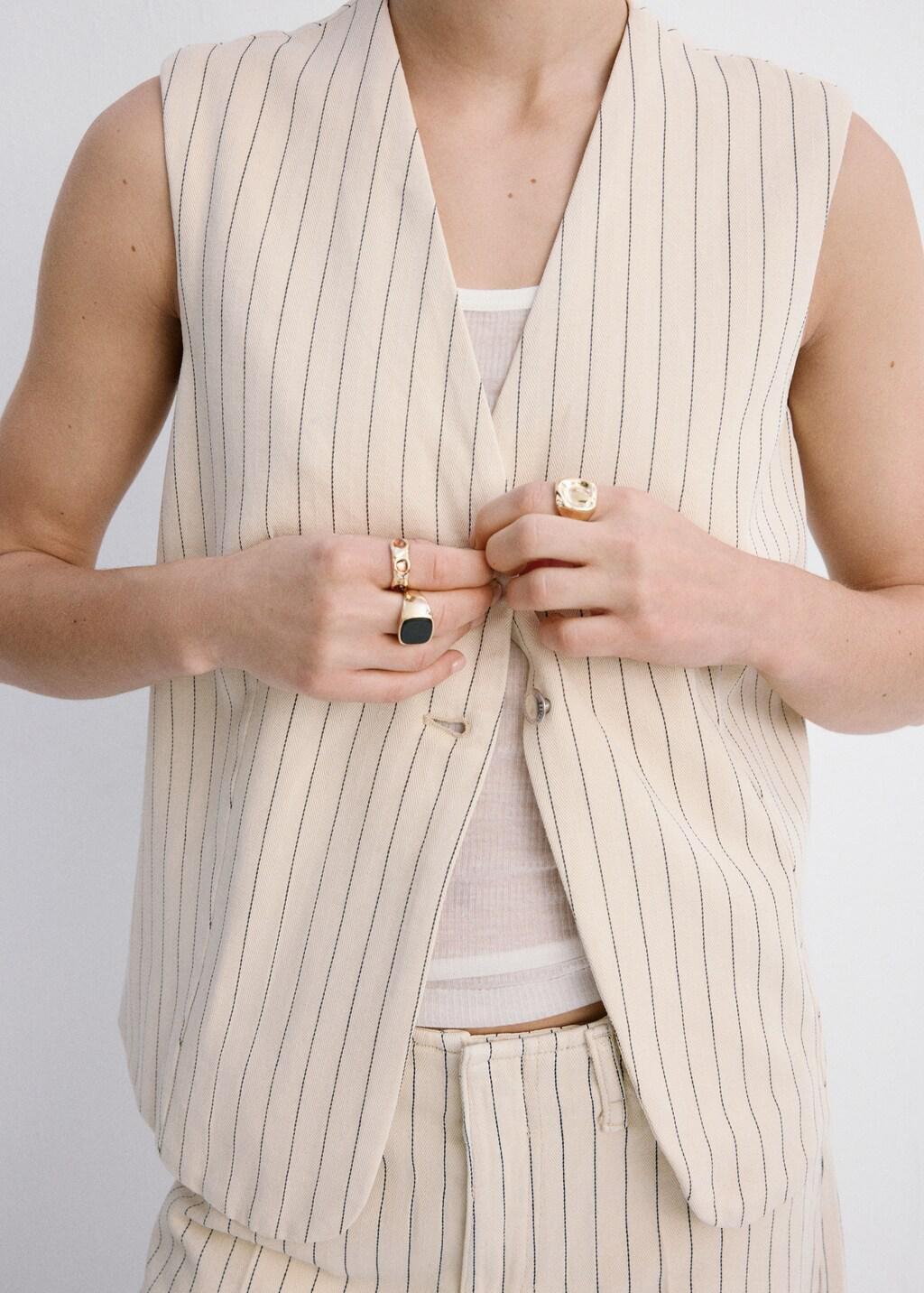 Yellow Pinstriped Suit Waistcoat, Yellow, large image number 3
