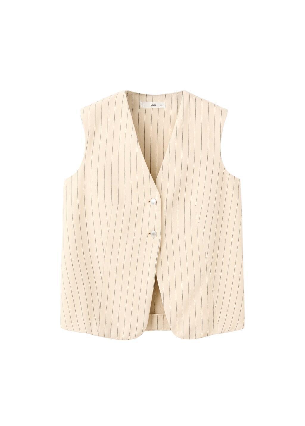 Yellow Pinstriped Suit Waistcoat, Yellow, large image number 6