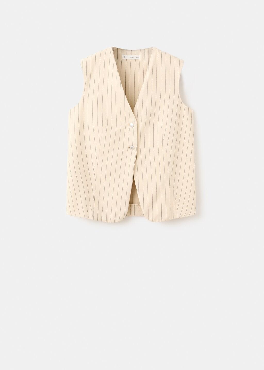 Yellow Pinstriped Suit Waistcoat, Yellow, large image number 7
