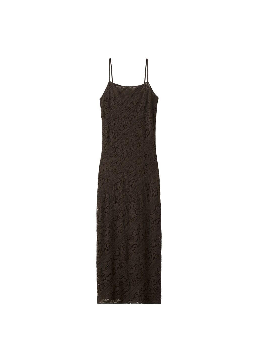Brown Semi-Transparent Lace Long Dress, 0201_30, large image number 7