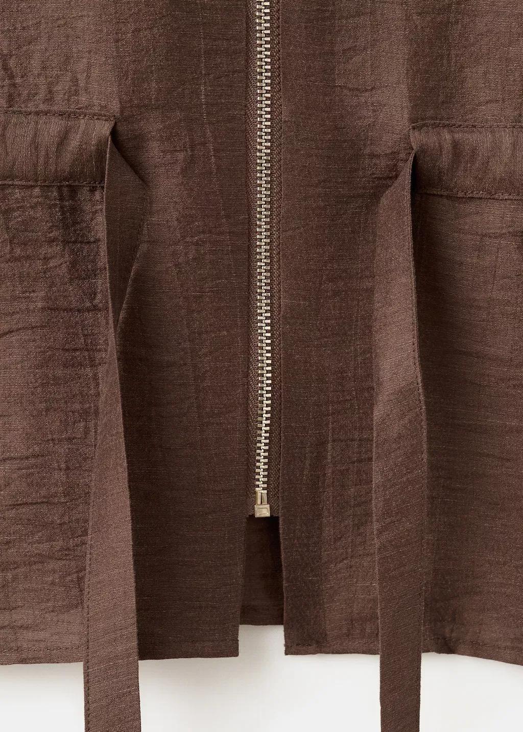 Brown Linen Blouse With Belt, 0201_30, large image number 1
