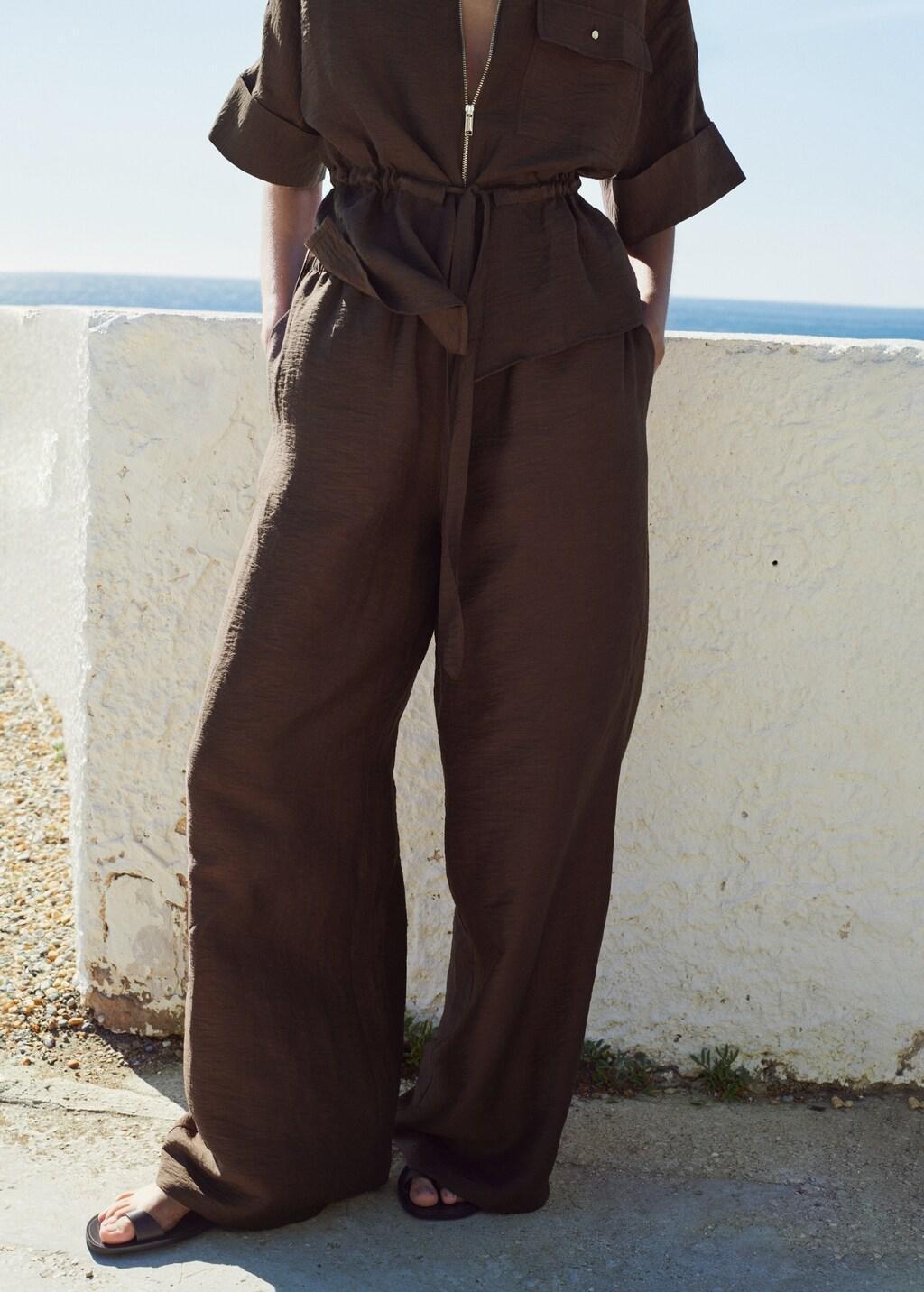 Brown Linen Blouse With Belt, 0201_30, large image number 4