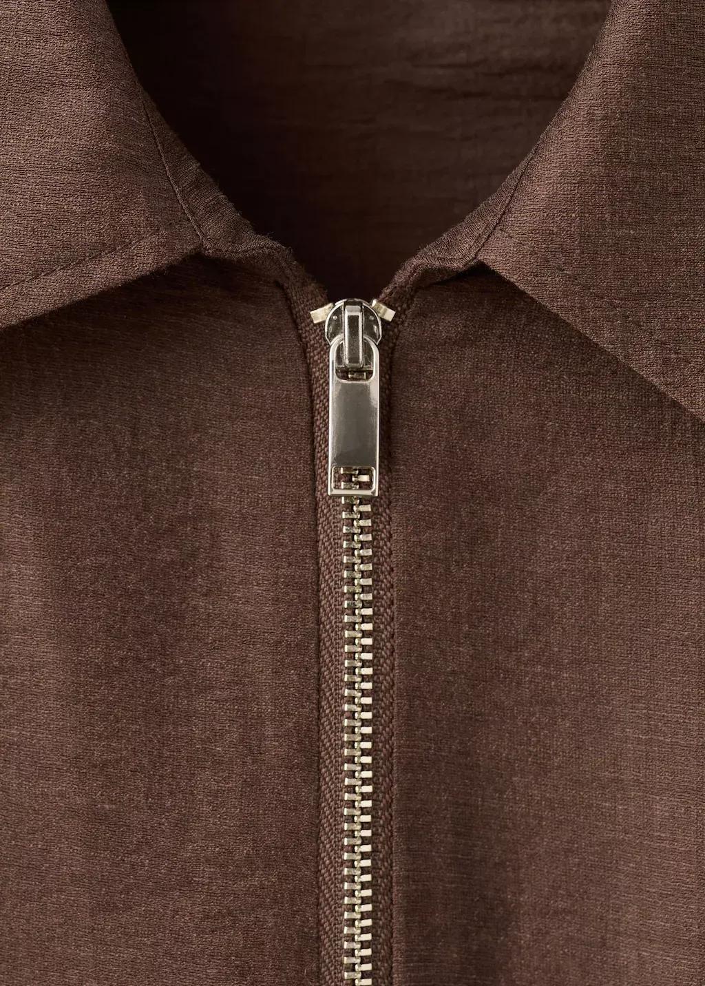 Brown Linen Blouse With Belt, 0201_30, large image number 5