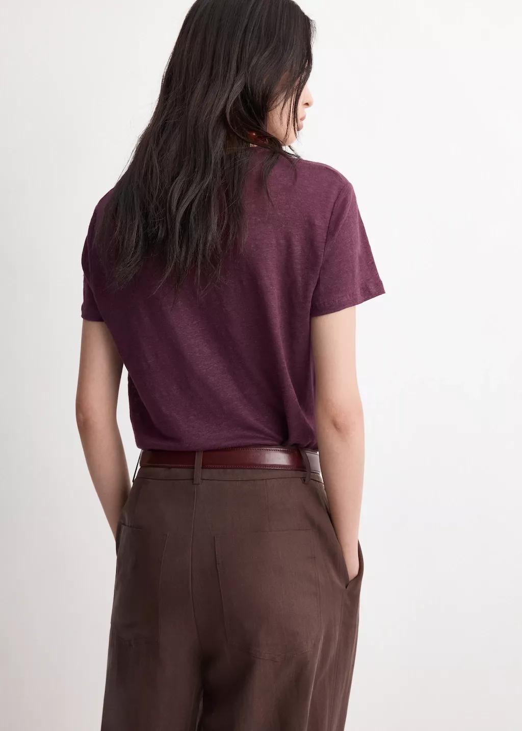 Red Short-Sleeved Linen T-Shirt, 0201_77, large image number 1