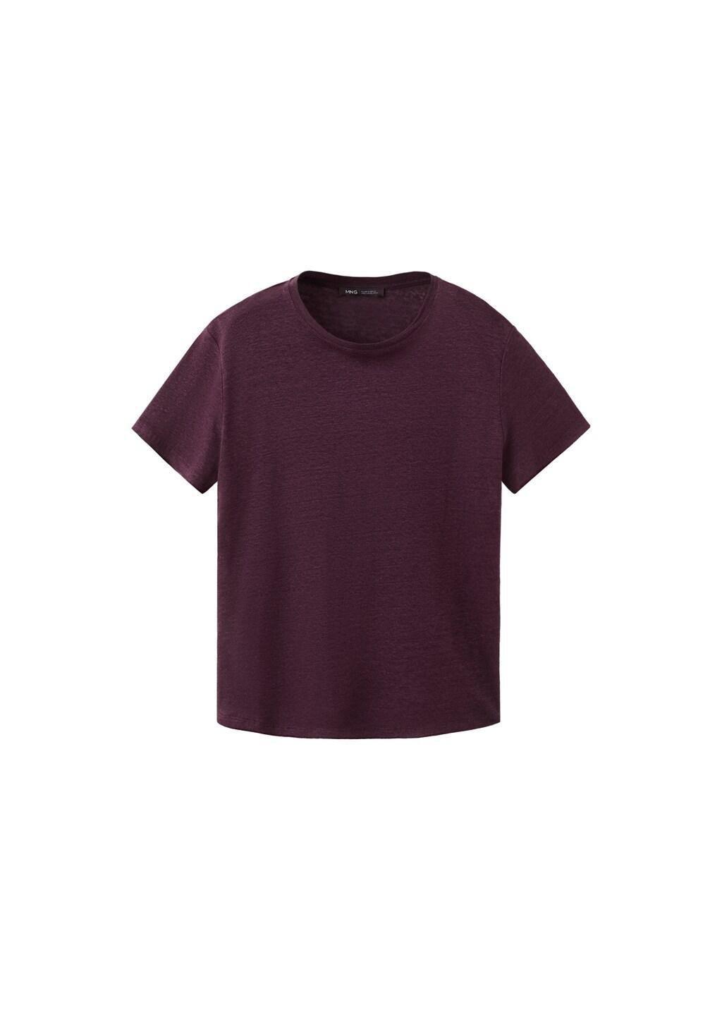 Red Short-Sleeved Linen T-Shirt, 0201_77, large image number 4