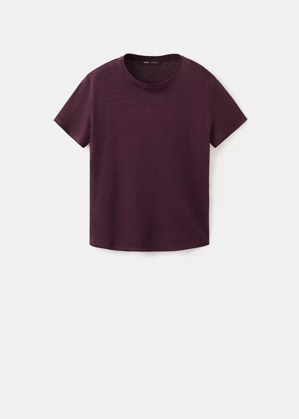 Red Short-Sleeved Linen T-Shirt, 0201_77, large image number 5