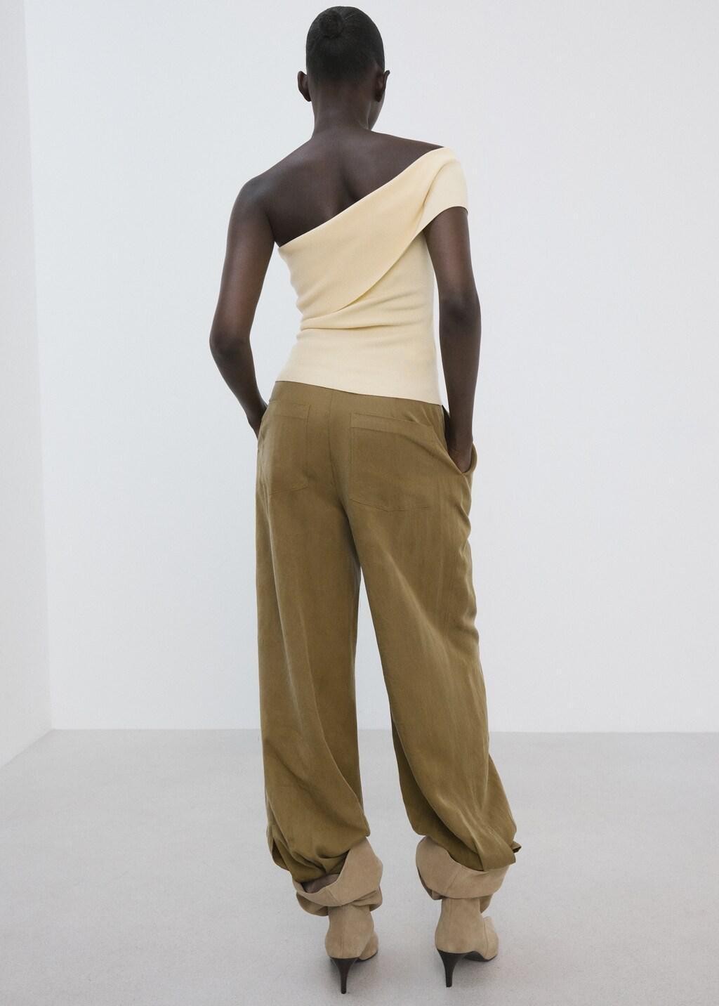 Cream Strapless Knitted Top, Yellow, large image number 2
