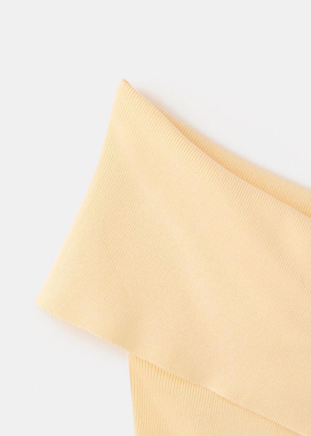 Cream Strapless Knitted Top, Yellow, large image number 5