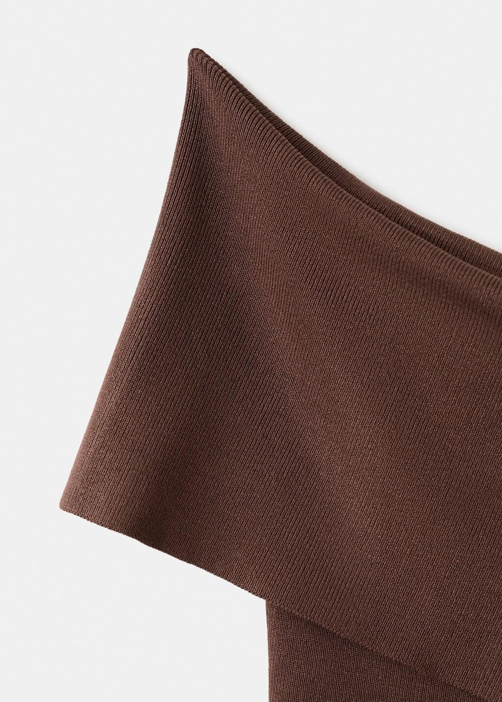Brown Strapless Knitted Top, Dark Brown, large image number 5