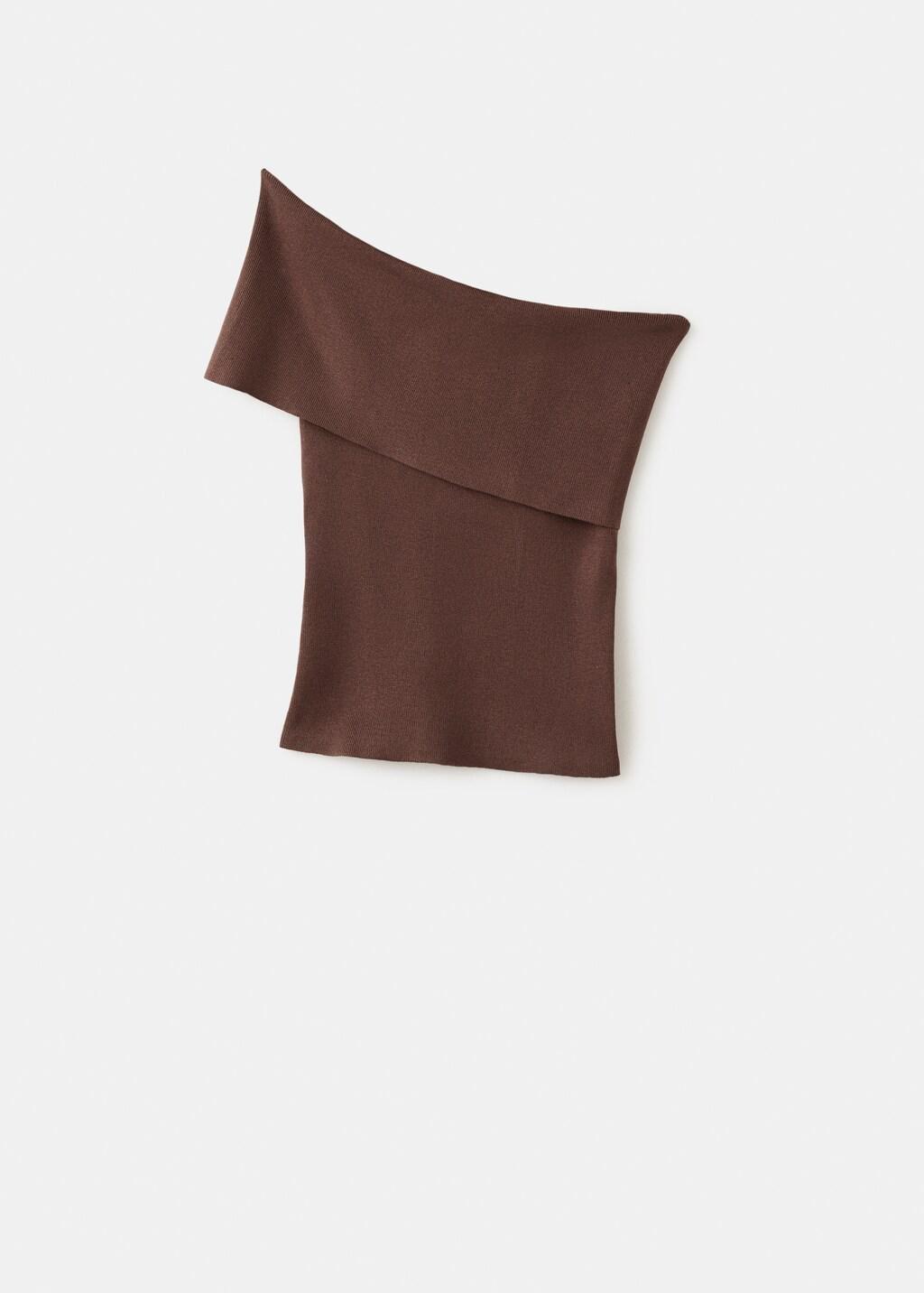 Brown Strapless Knitted Top, Dark Brown, large image number 9