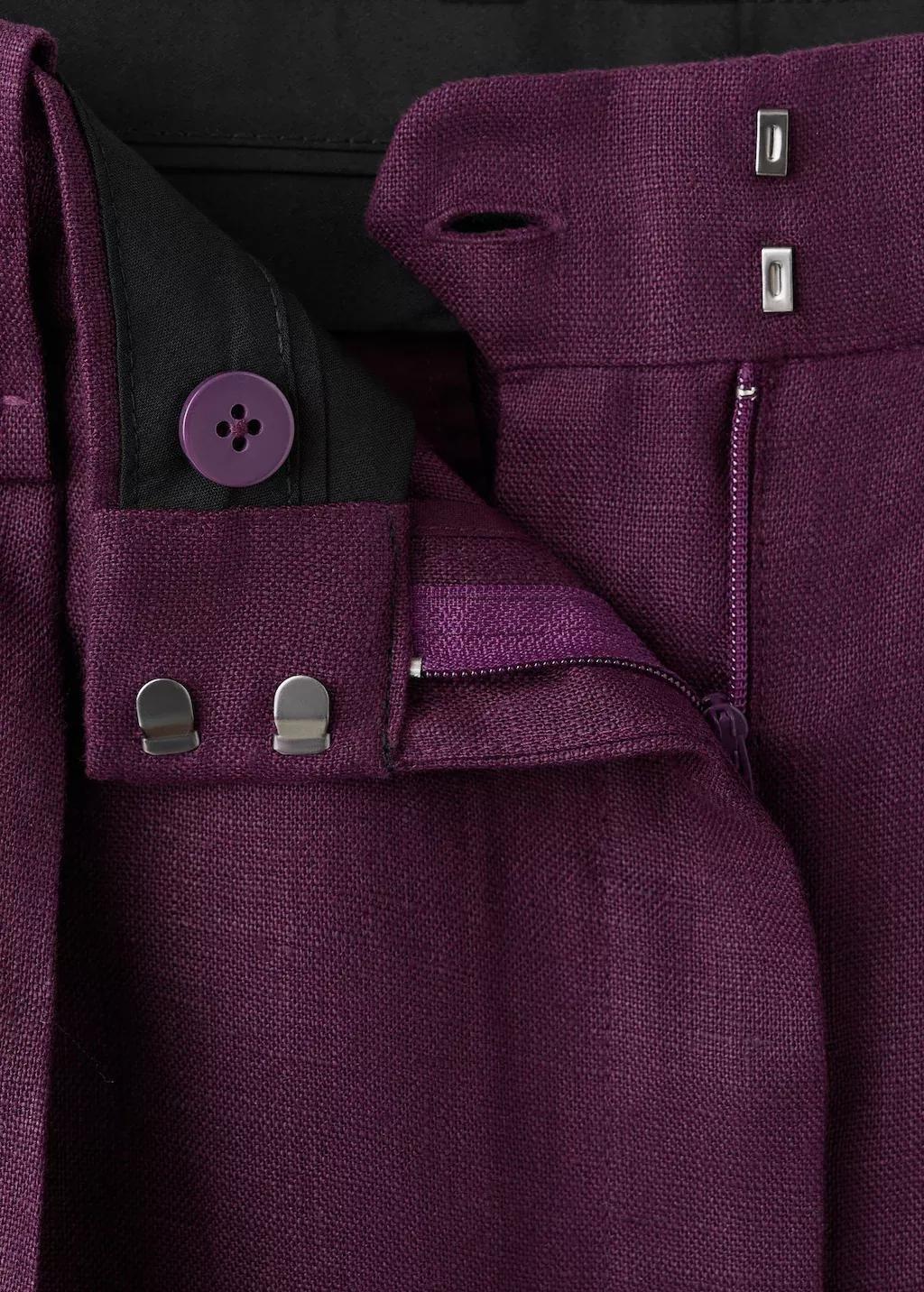 Purple Straight Linen Bermuda Shorts, 0201_65, medium