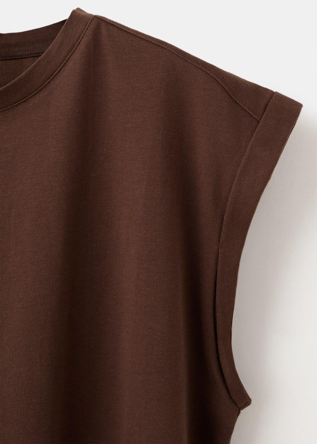Brown Short-Sleeved T-Shirt With Shoulder Pads, Brown, large image number 1
