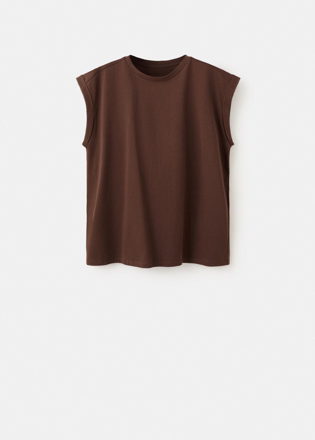 Brown Short-Sleeved T-Shirt With Shoulder Pads, Brown, large image number 8