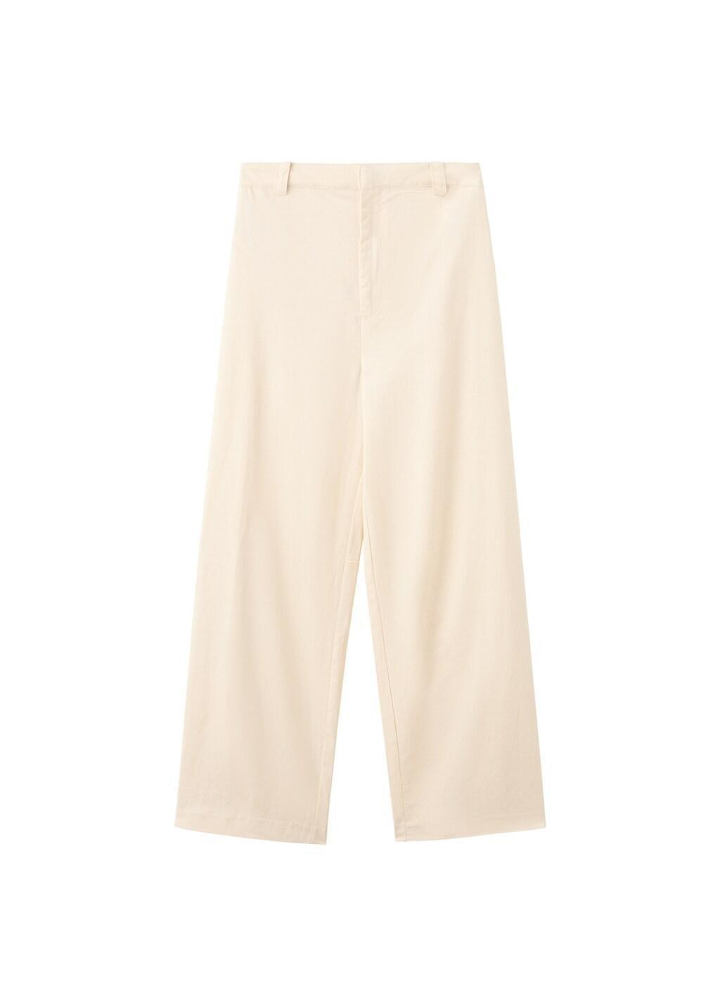 Beige Linen High-Waist Trousers, 0201_08, large image number 6