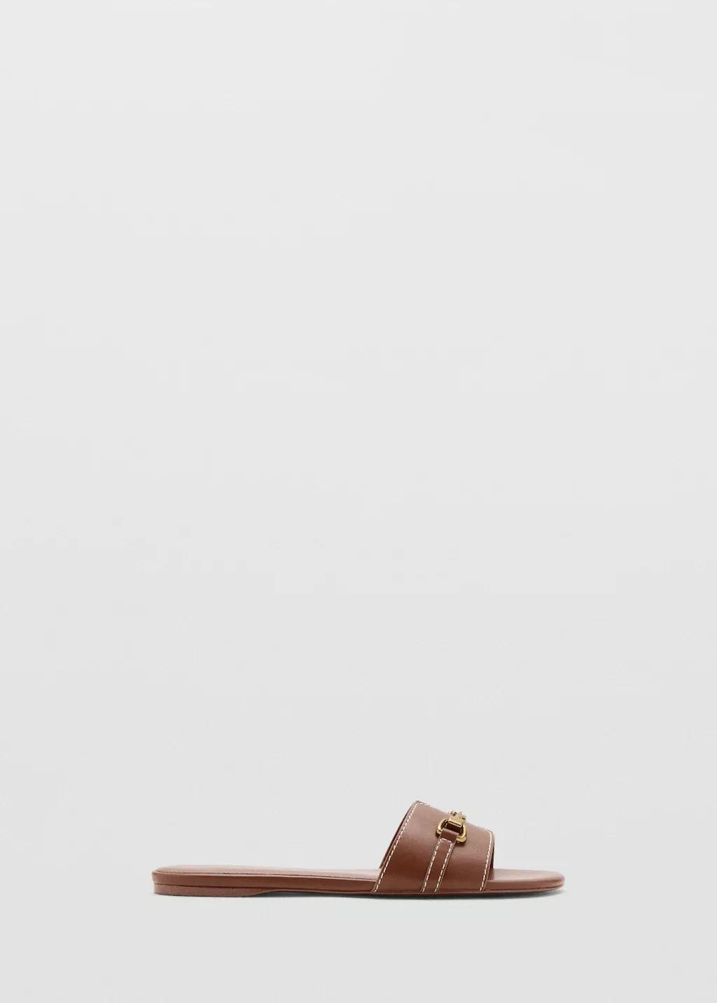Brown Metallic Detail Strap Sandal, 0201_CU, large image number 3