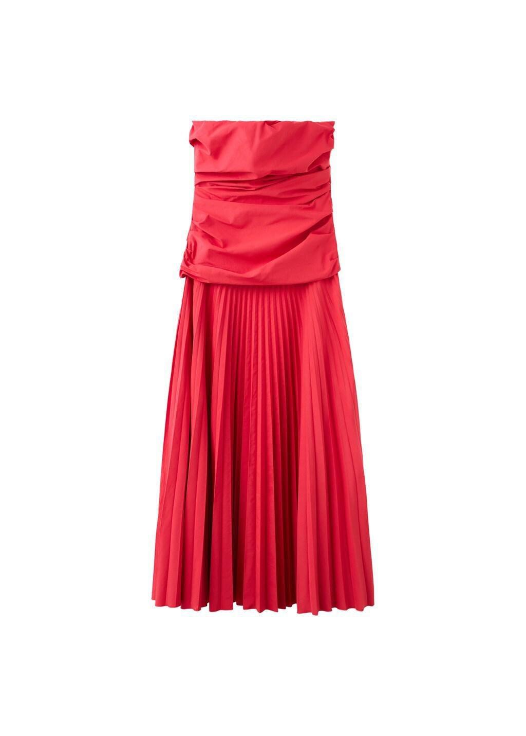 Red Combined Strapless Dress, Red, large image number 6