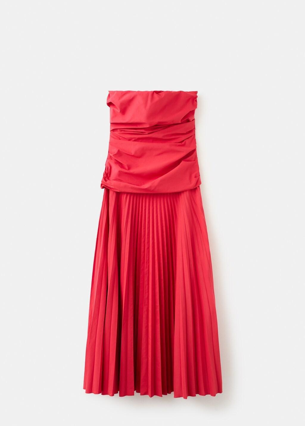 Red Combined Strapless Dress, Red, large image number 7
