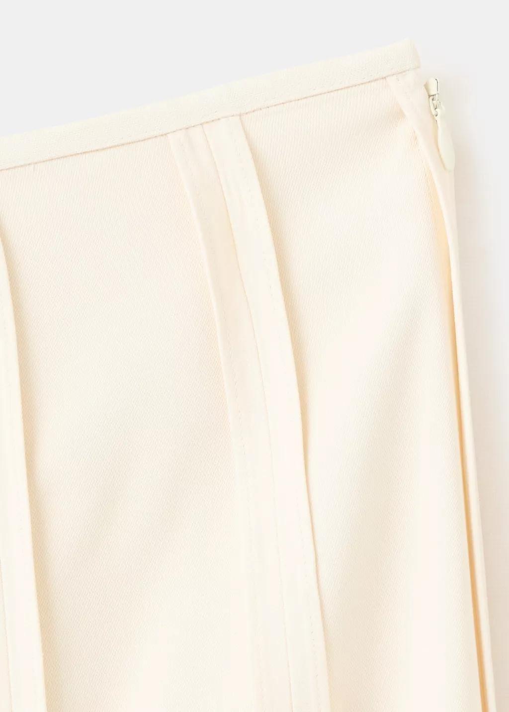 Brown Lt Pastel Midi Skirt With Pleated Asymmetric Hem, Light Pastel Brown, large image number 1