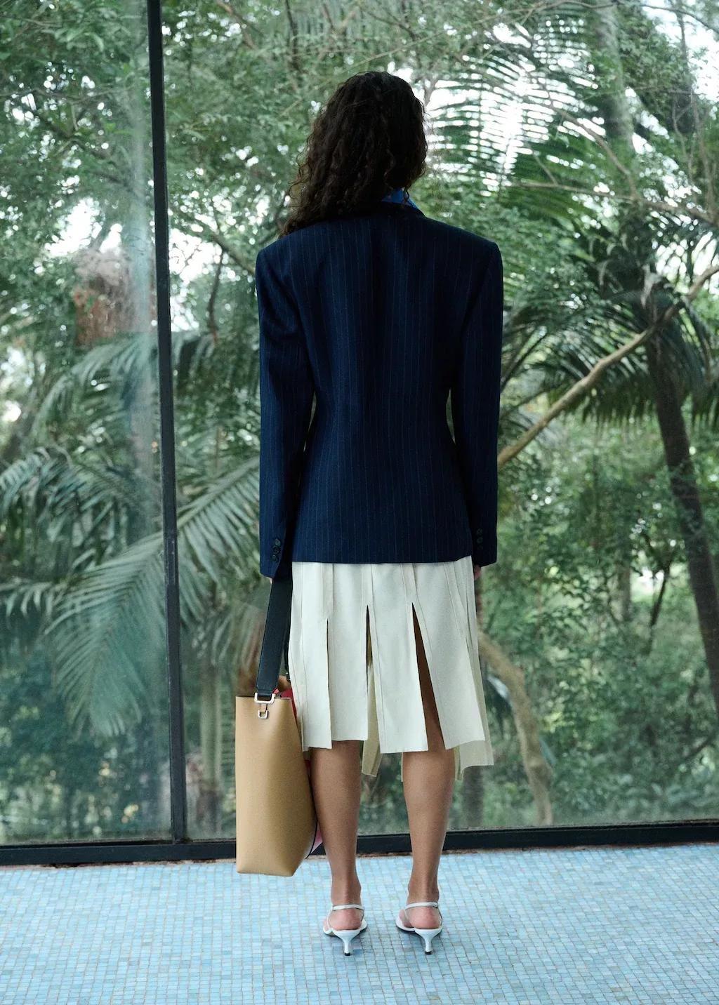 Brown Lt Pastel Midi Skirt With Pleated Asymmetric Hem, Light Pastel Brown, large image number 2
