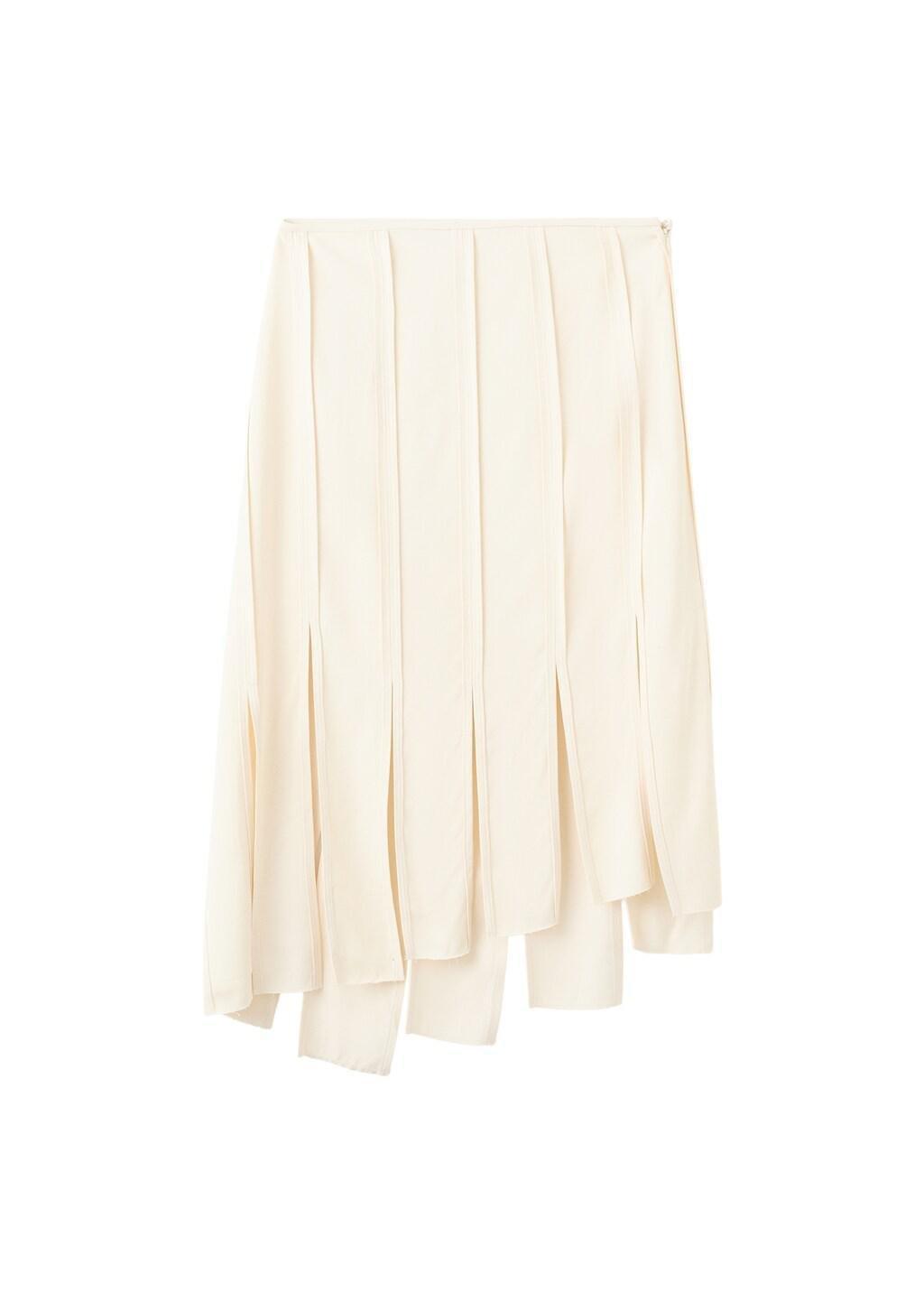 Brown Lt Pastel Midi Skirt With Pleated Asymmetric Hem, Light Pastel Brown, large image number 5