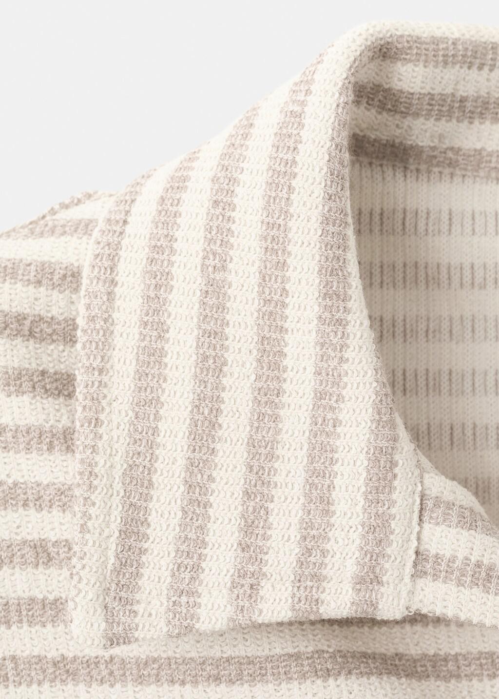 Beige Regular Fit Textured Stripe Polo, Light Beige, large image number 1