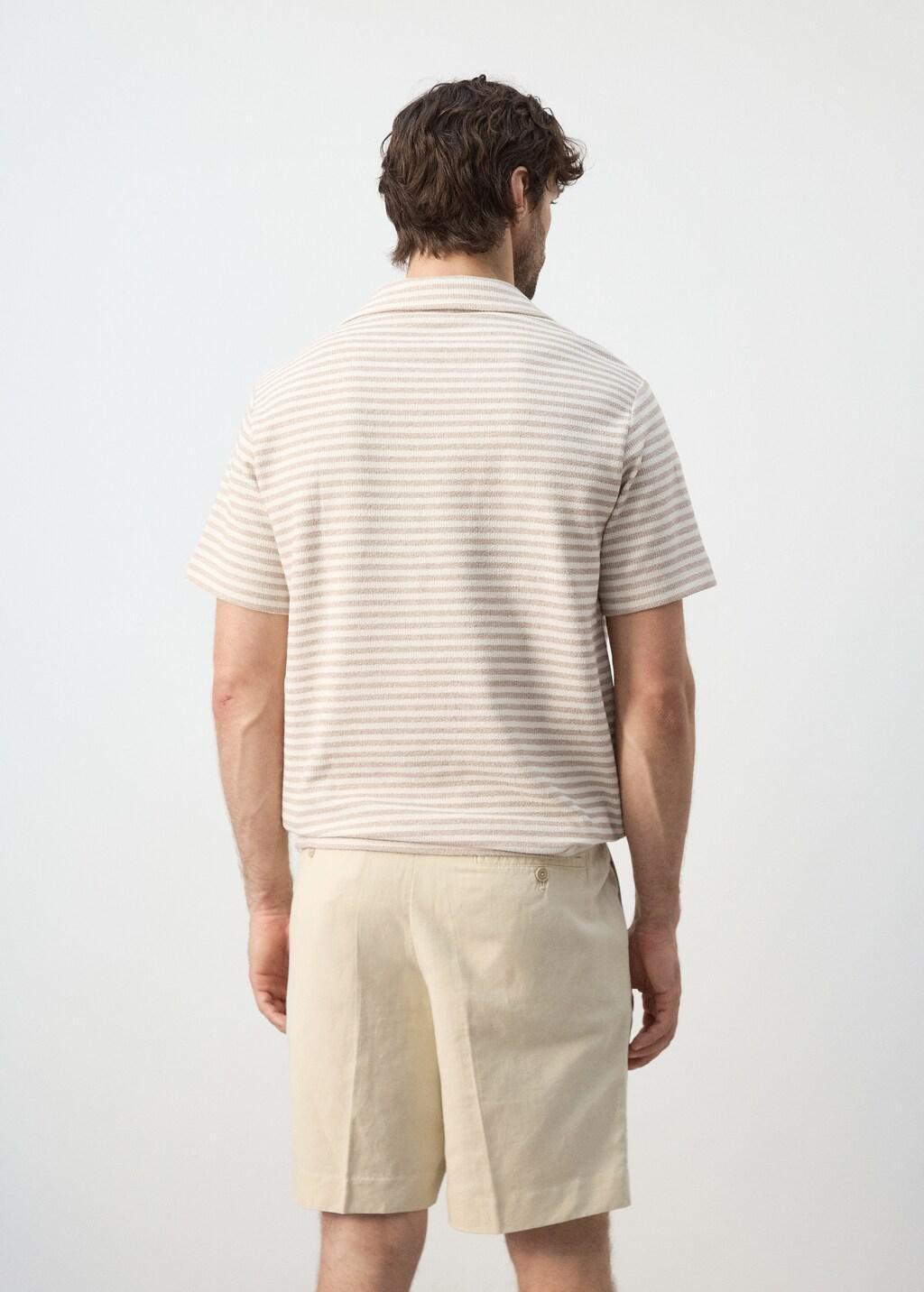 Beige Regular Fit Textured Stripe Polo, Light Beige, large image number 2