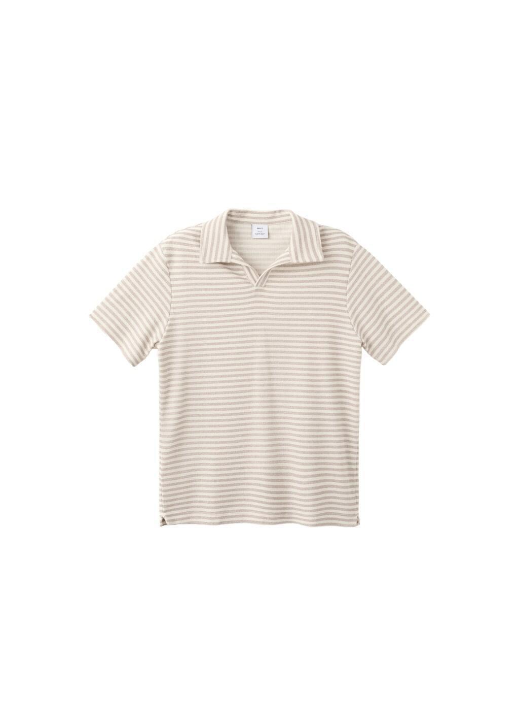 Beige Regular Fit Textured Stripe Polo, Light Beige, large image number 6