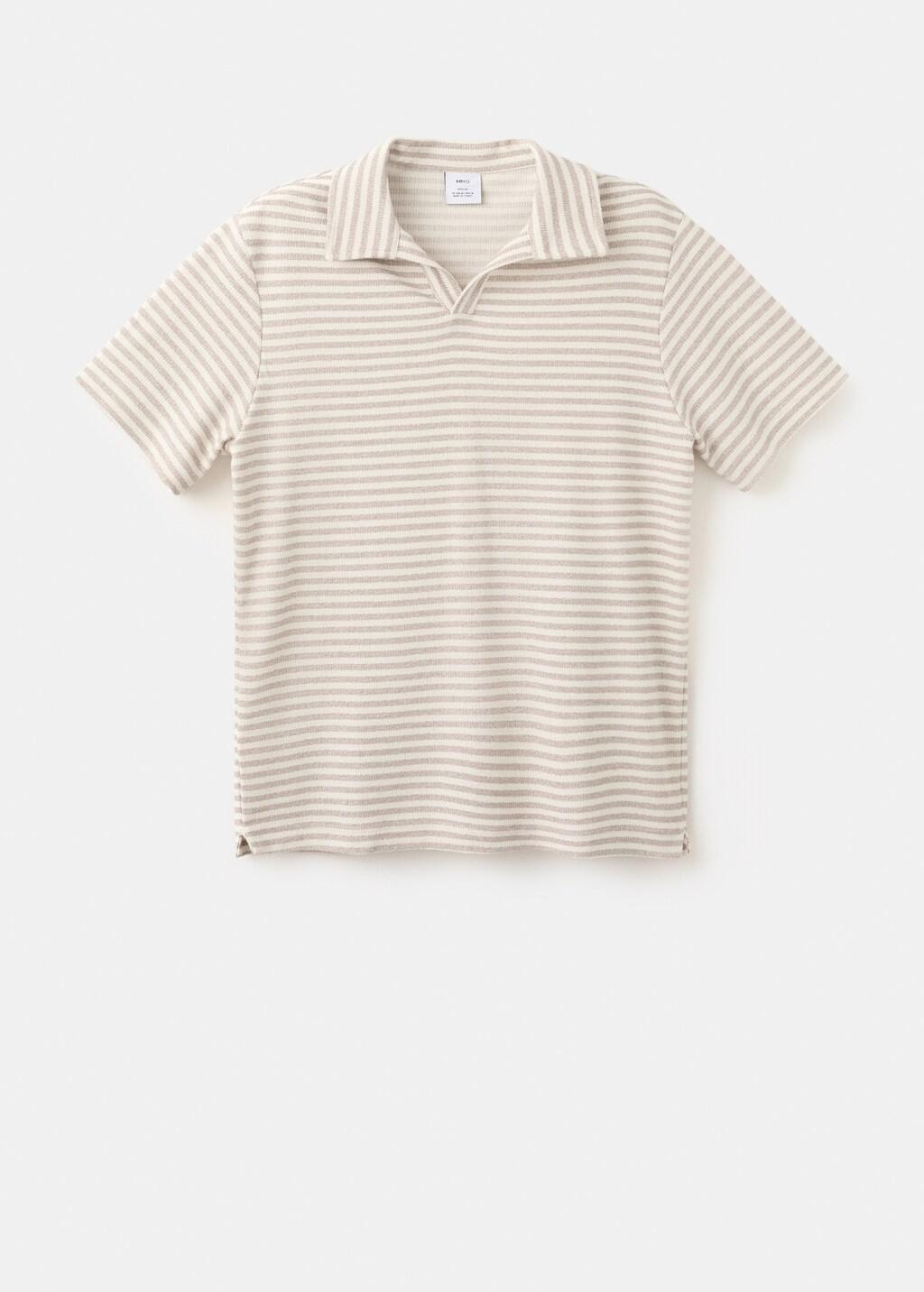 Beige Regular Fit Textured Stripe Polo, Light Beige, large image number 7