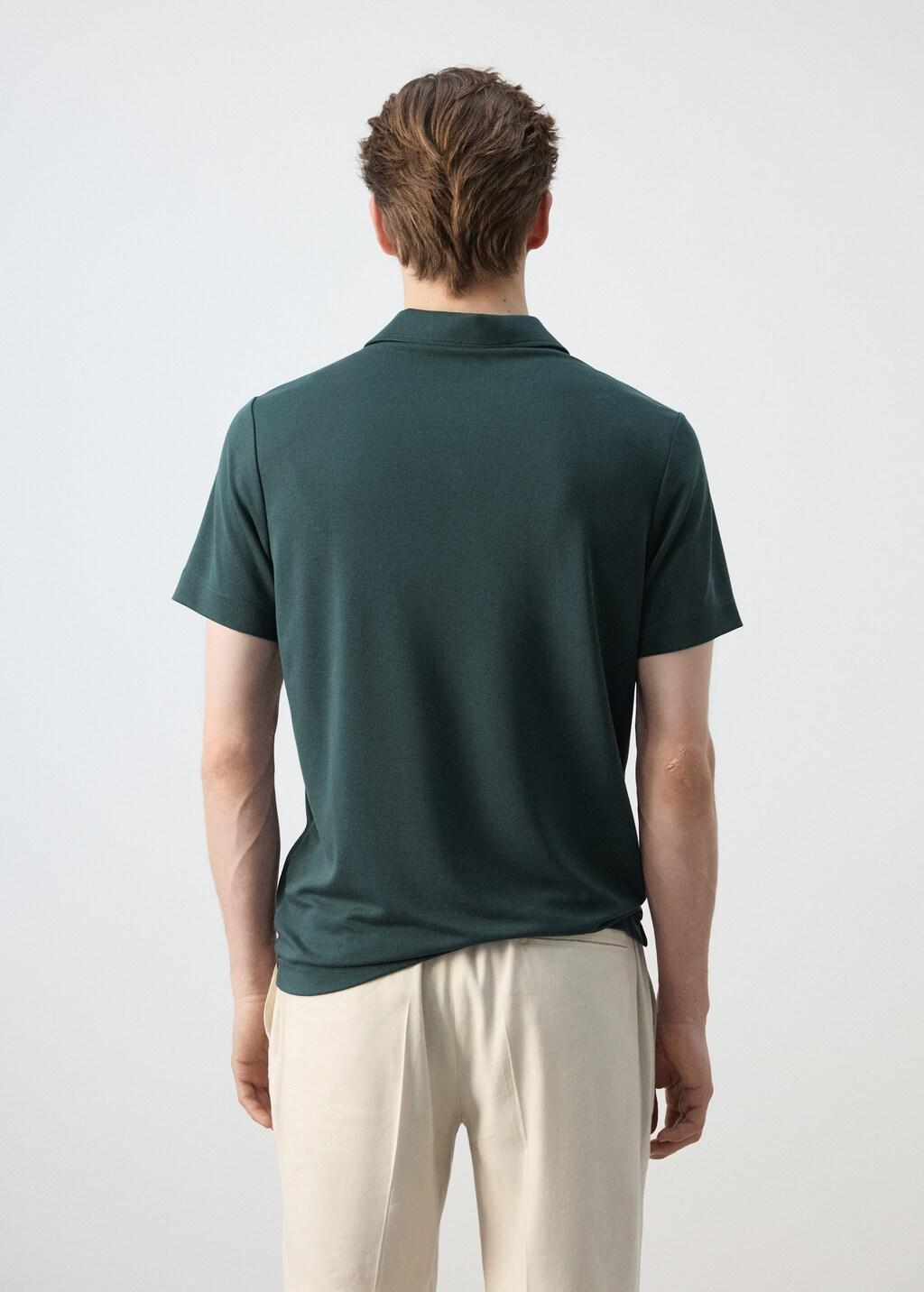 Green Fine-Knit Polo Shirt, Dark Green, large image number 2