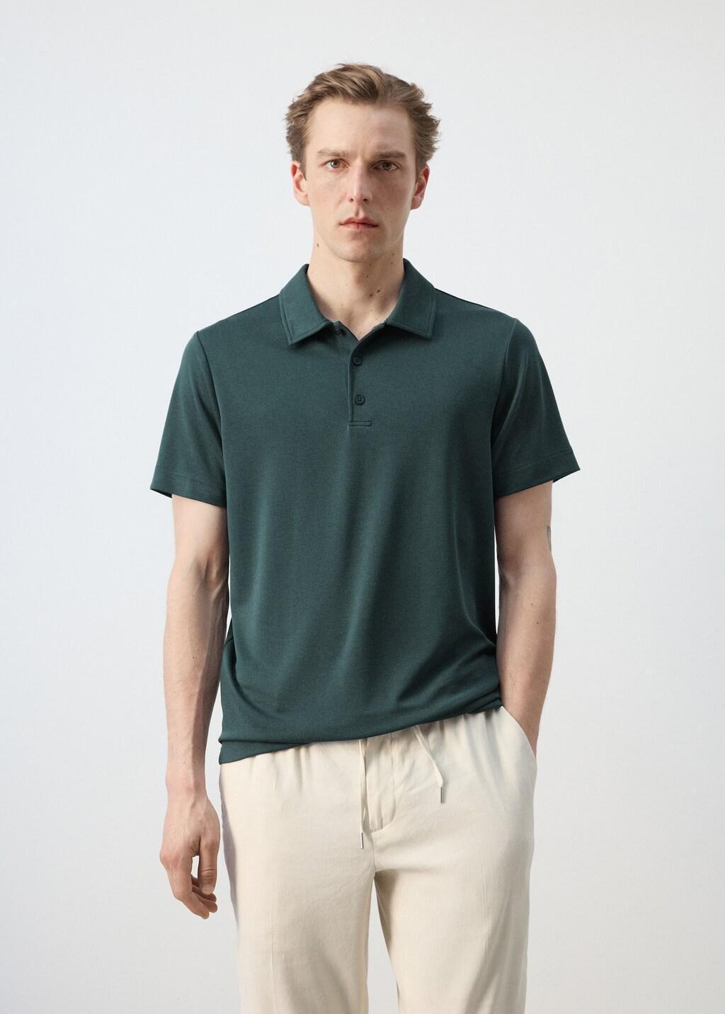 Green Fine-Knit Polo Shirt, Dark Green, large image number 3