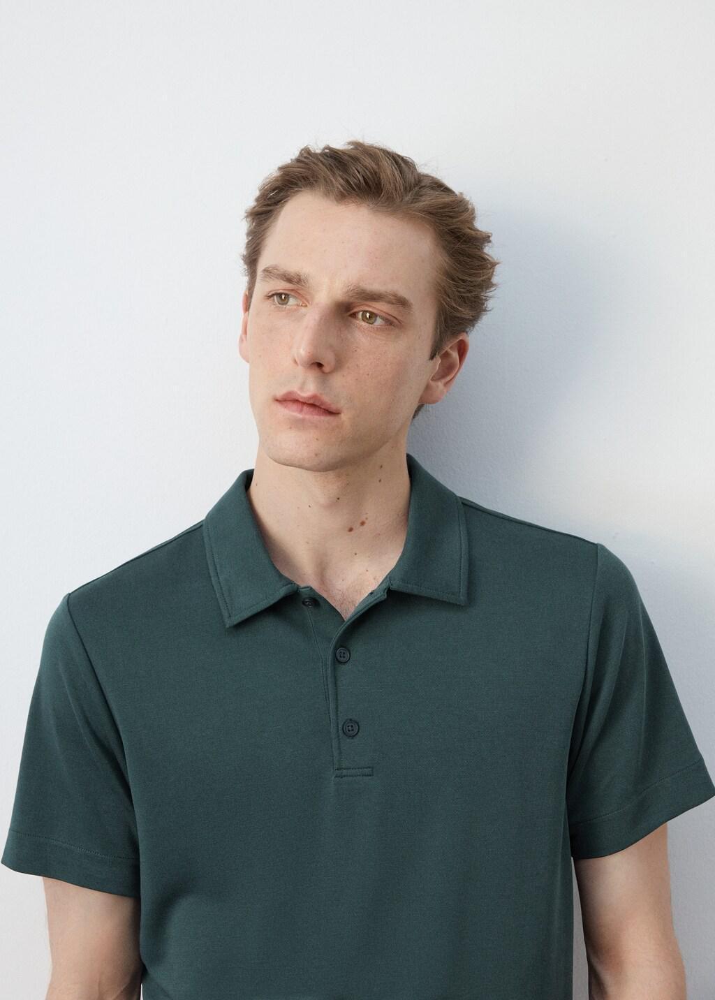 Green Fine-Knit Polo Shirt, Dark Green, large image number 4
