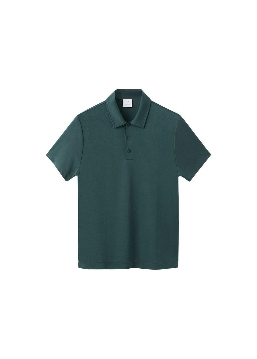 Green Fine-Knit Polo Shirt, Dark Green, large image number 6