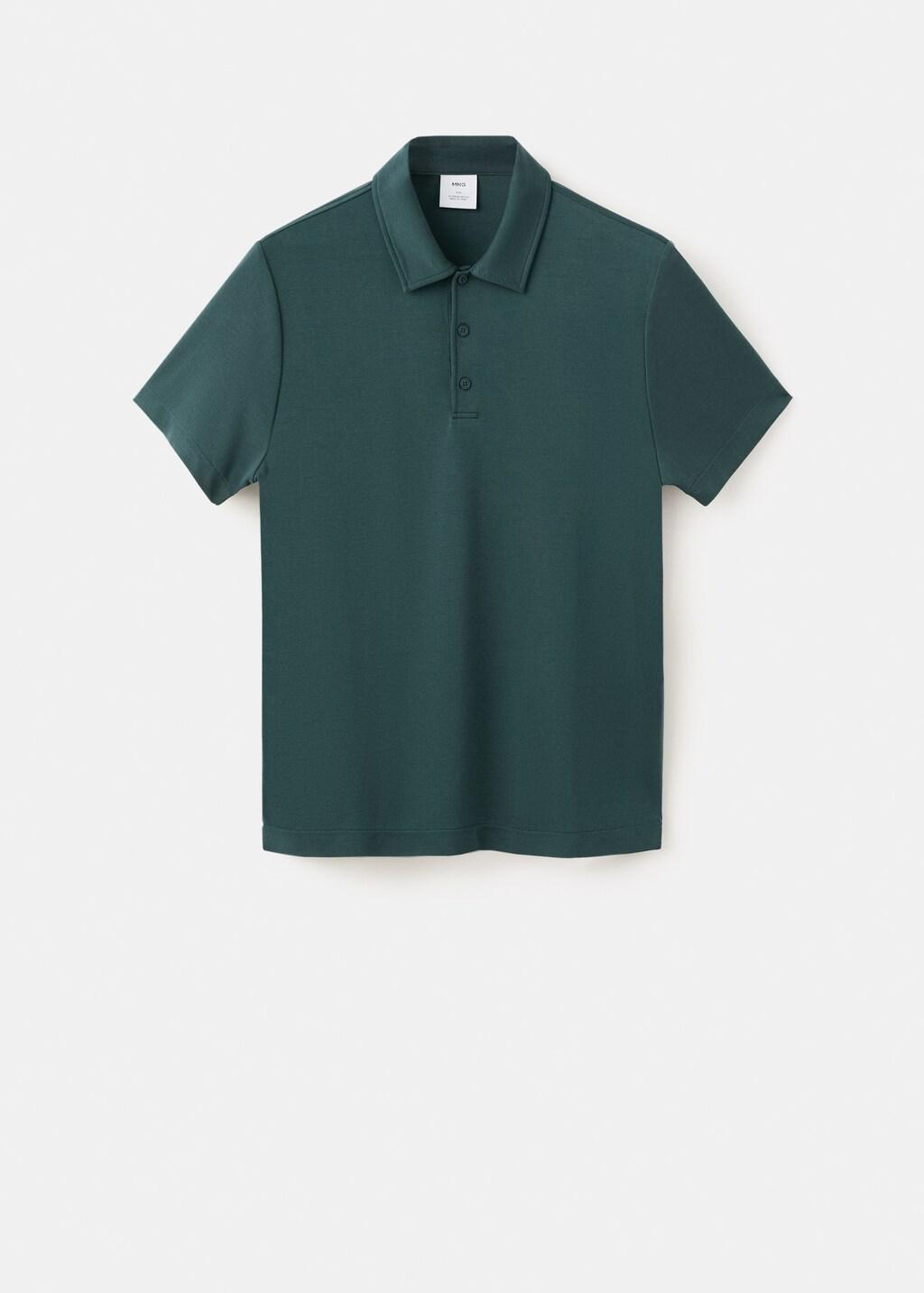 Green Fine-Knit Polo Shirt, Dark Green, large image number 7