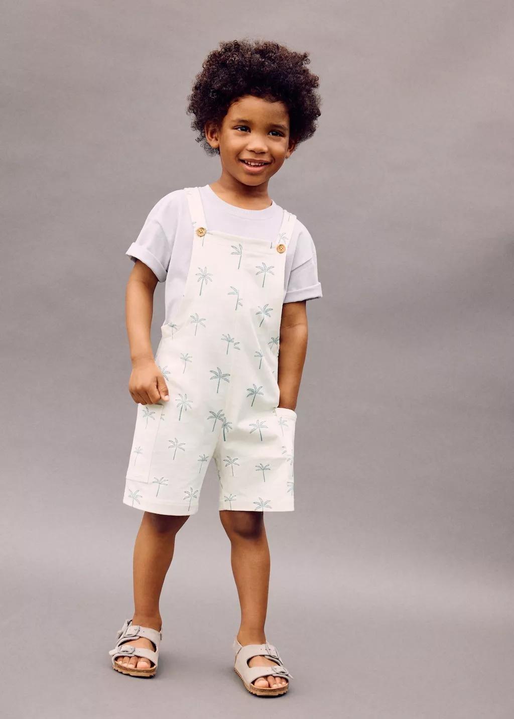 White Cotton Dungarees, Baby Boy, Natural White, large image number 0