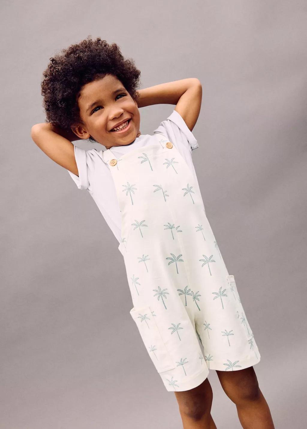 White Cotton Dungarees, Baby Boy, Natural White, large image number 3