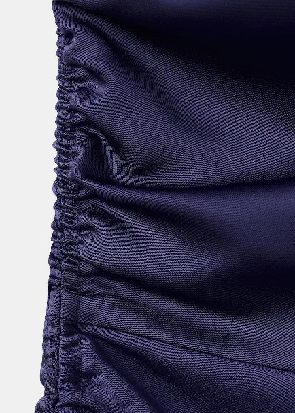 Blue Asymmetric Side Ruched Dress, Dark Blue, large image number 1