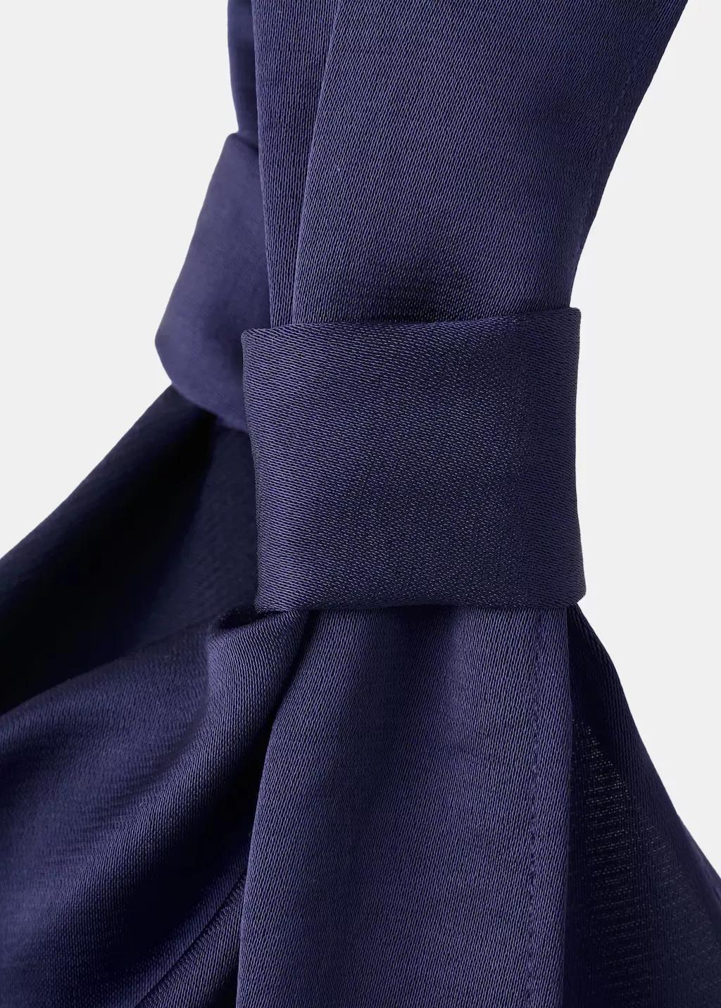 Blue Asymmetric Side Ruched Dress, Dark Blue, large image number 5
