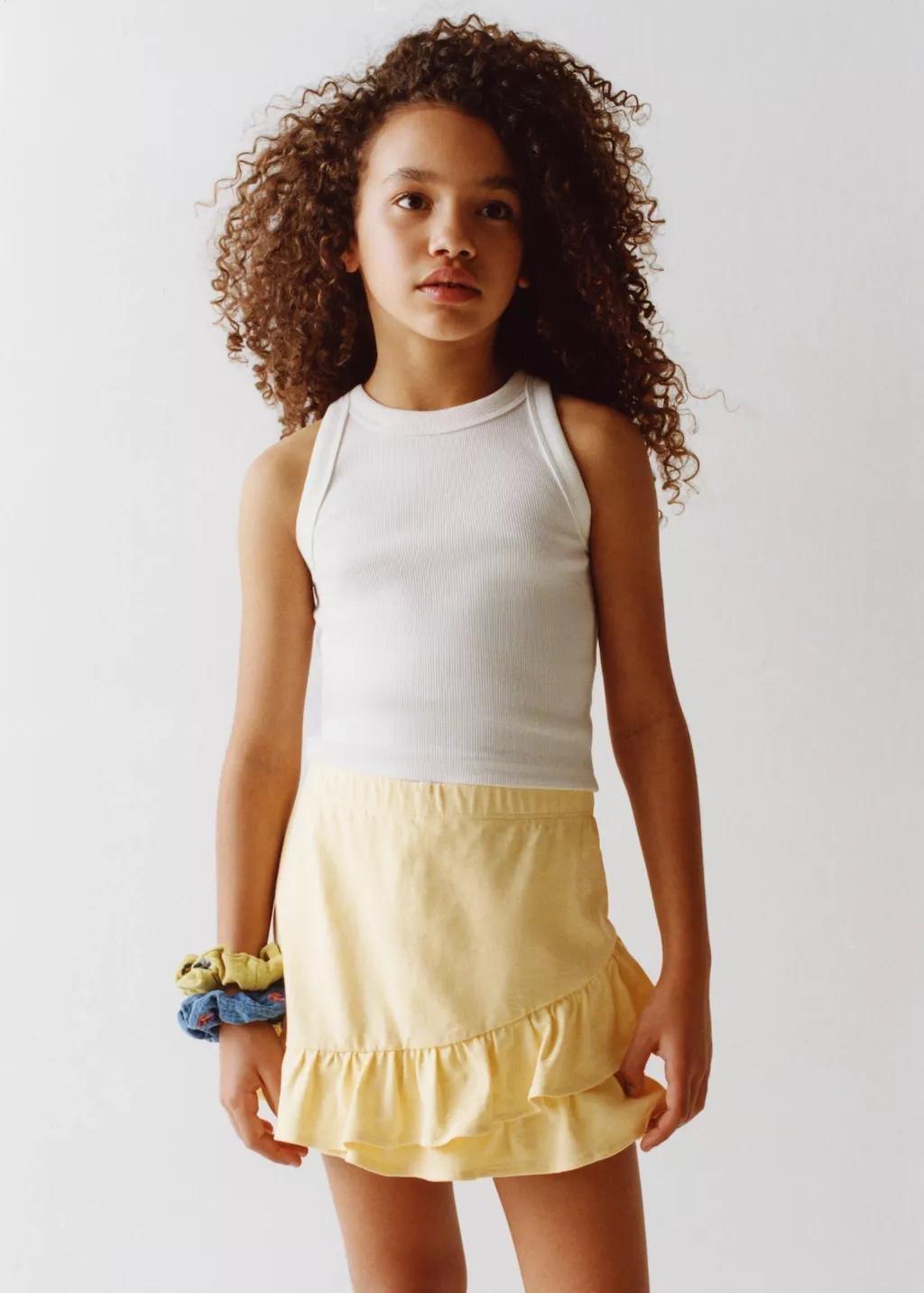 Yellow Ruffled Trouser Skirt, Kids Girl, 0201_11, large image number 3